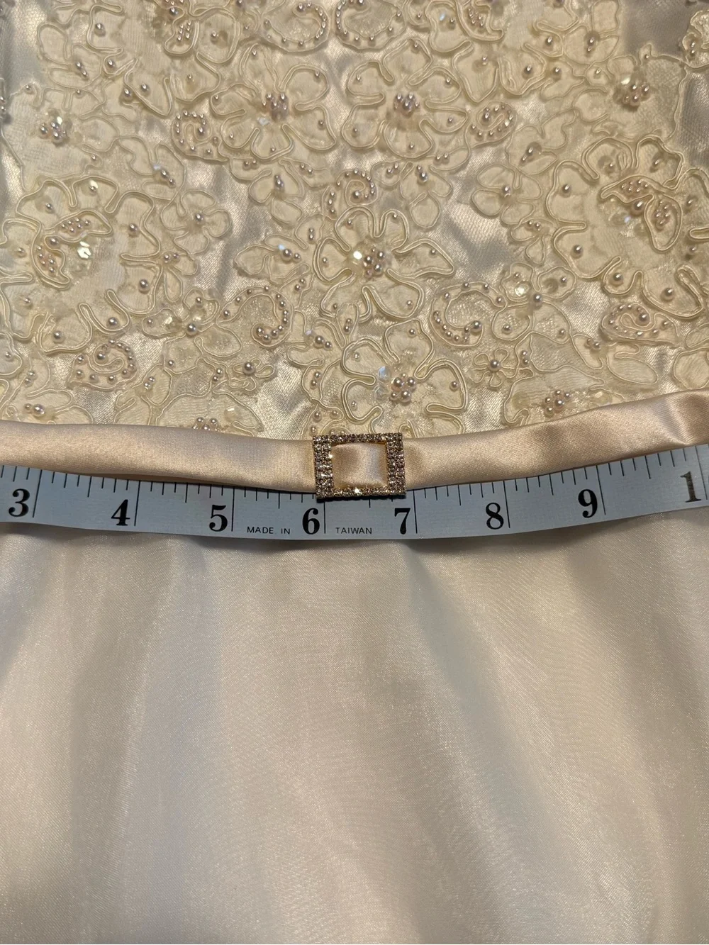 Flower Girl Dress Midi David’s Bridal Sz 7 Ivory Lace Bodice Toile & Satin Skirt - Picture 6 of 6